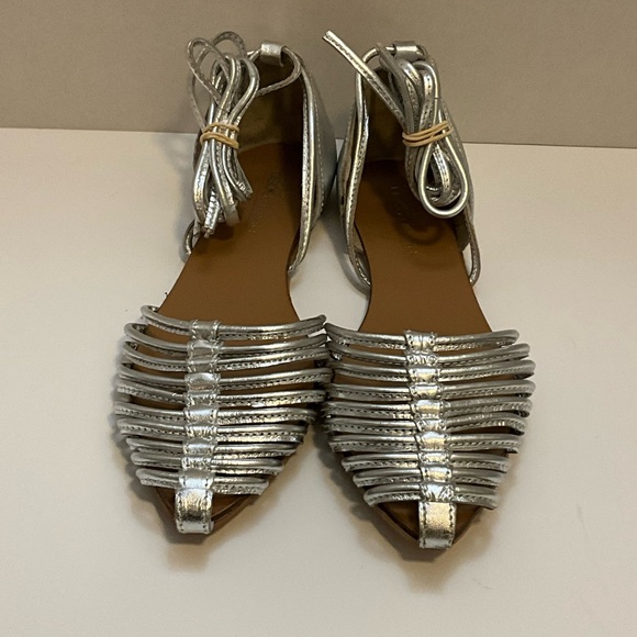 ASOS Design Silver Lace Up Flats Shoes 9 - Picture 2 of 9